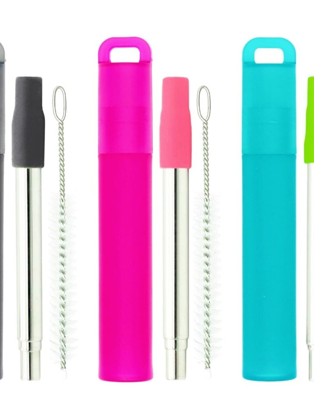 Metal Reusable Straws 3 Pack Collapsible Portable Stainless Steel Drinking Straw